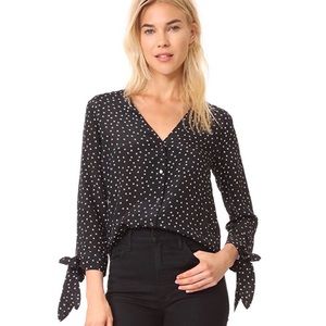 Madewell Silk Black and White Star Print Top